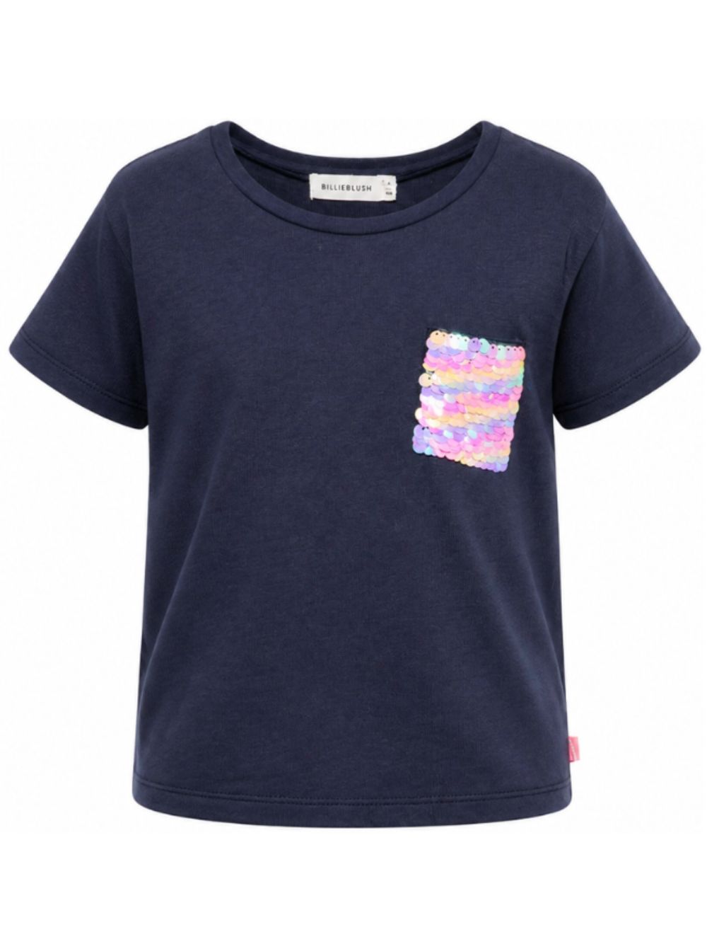 T-shirt per bambina Billieblush Kids blu con paillettes sul davanti U22582 85T BILLIEBLUSH KIDS