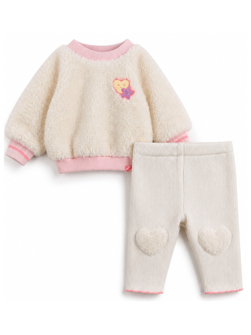 Set maglione e pantaloni per neonata Billieblush bianco con applicazione U22616 121 BILLIEBLUSH KIDS