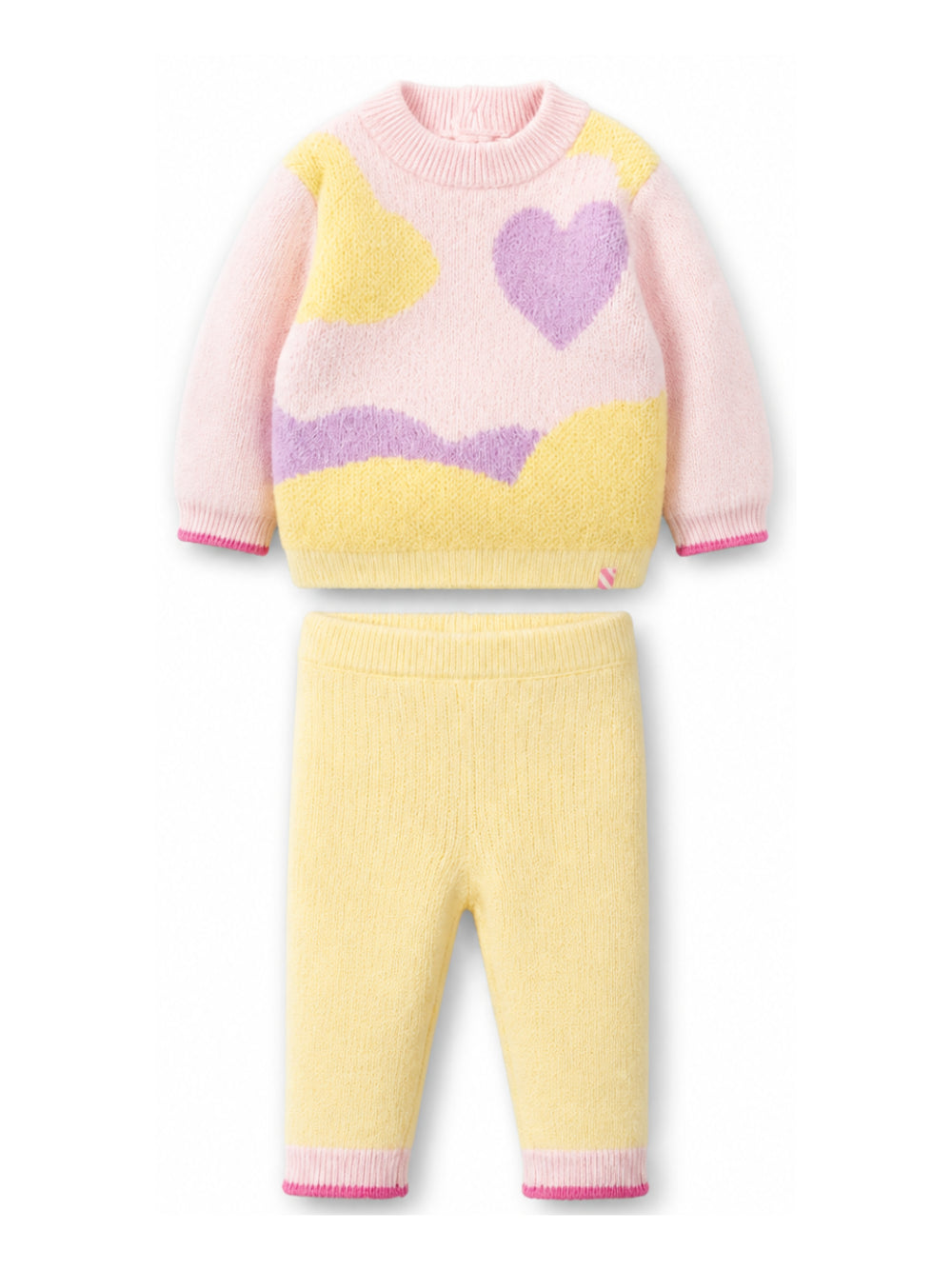Set maglione e pantaloni per neonata Billieblush multicolore con intarsio a cuore U22619 S05 BILLIEBLUSH KIDS