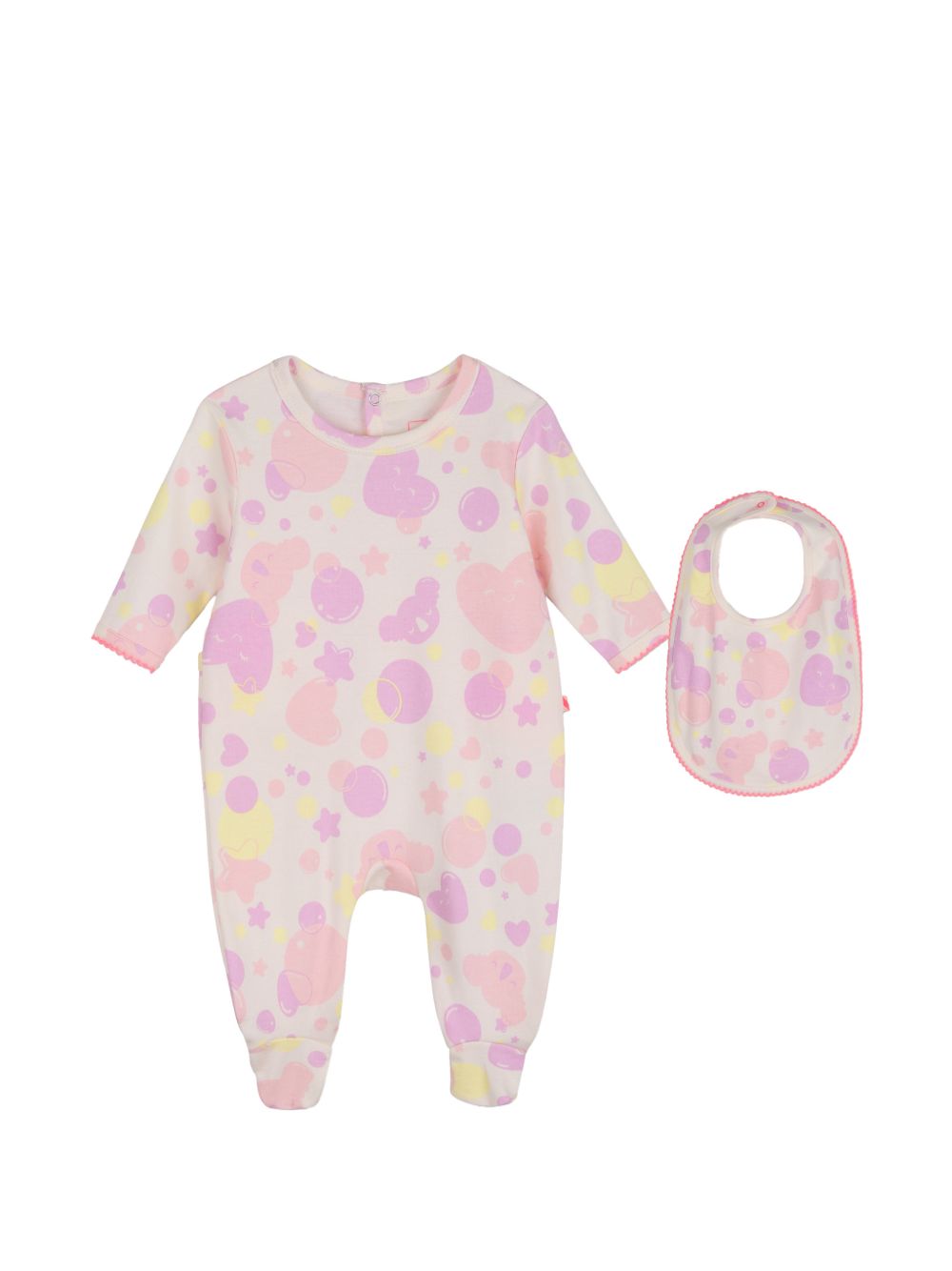 Set pigiama e bavaglino per neonata Billieblush rosa con stampa grafica U22620 475 BILLIEBLUSH KIDS