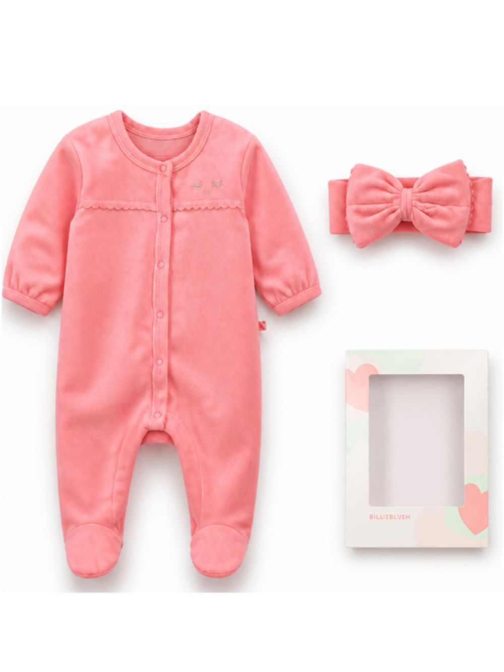 Set tutina e fascia per neonata Billieblush Kids rosa con finitura vellutata U22625 499 BILLIEBLUSH KIDS