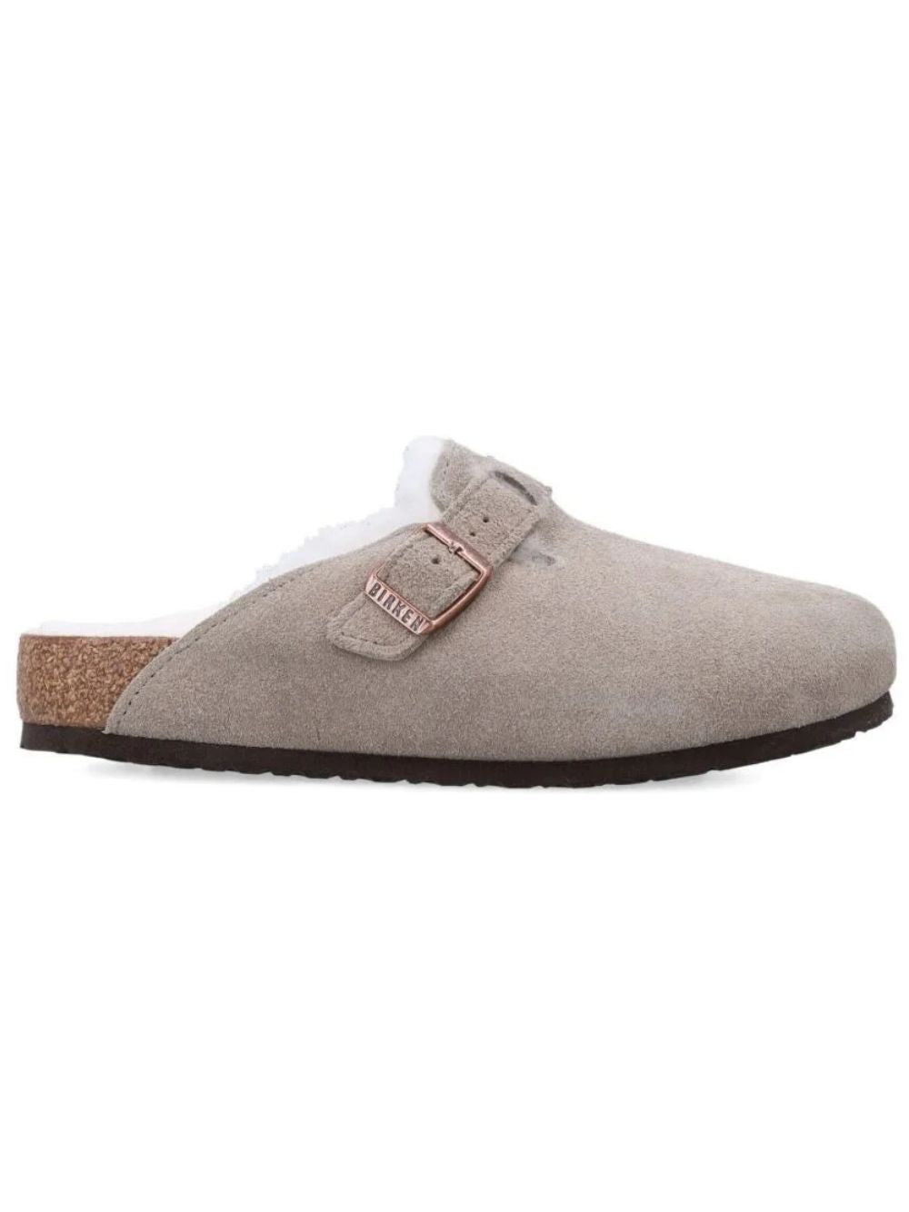 Ciabatte Boston per bambini Birkenstock Kids grigie con fodera in shearling 1030480 TAUPE BIRKENSTOCK KIDS