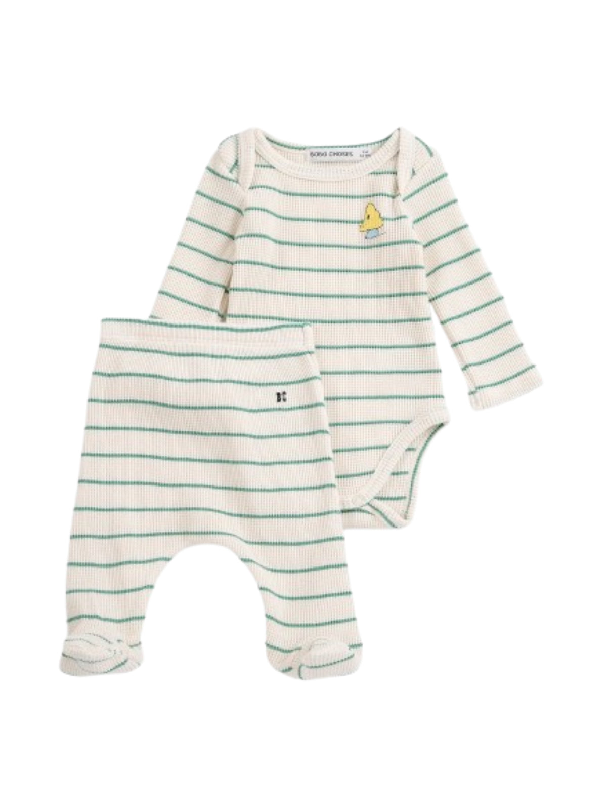 Set tutina e pantaloni per neonato Bobo Choses Kids bianco con trama a coste B226AB021 199 BOBO CHOSES KIDS