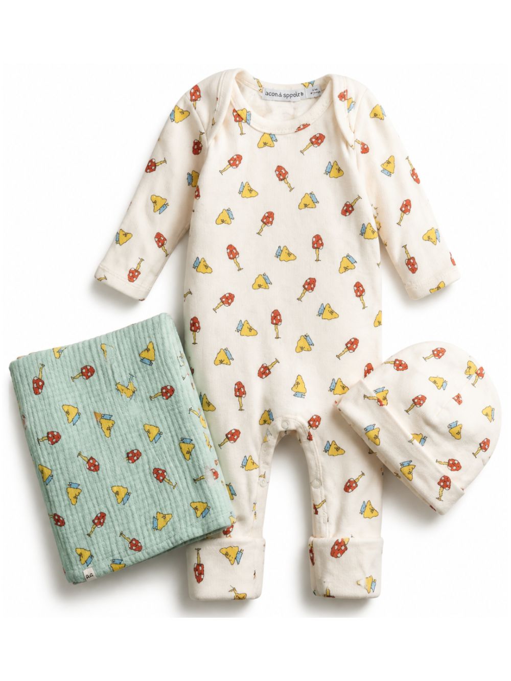 Set tutina cappellino e copertina per neonati Bobo Choses Kids bianco con stampa grafica all-over B226AB024 199 BOBO CHOSES KIDS