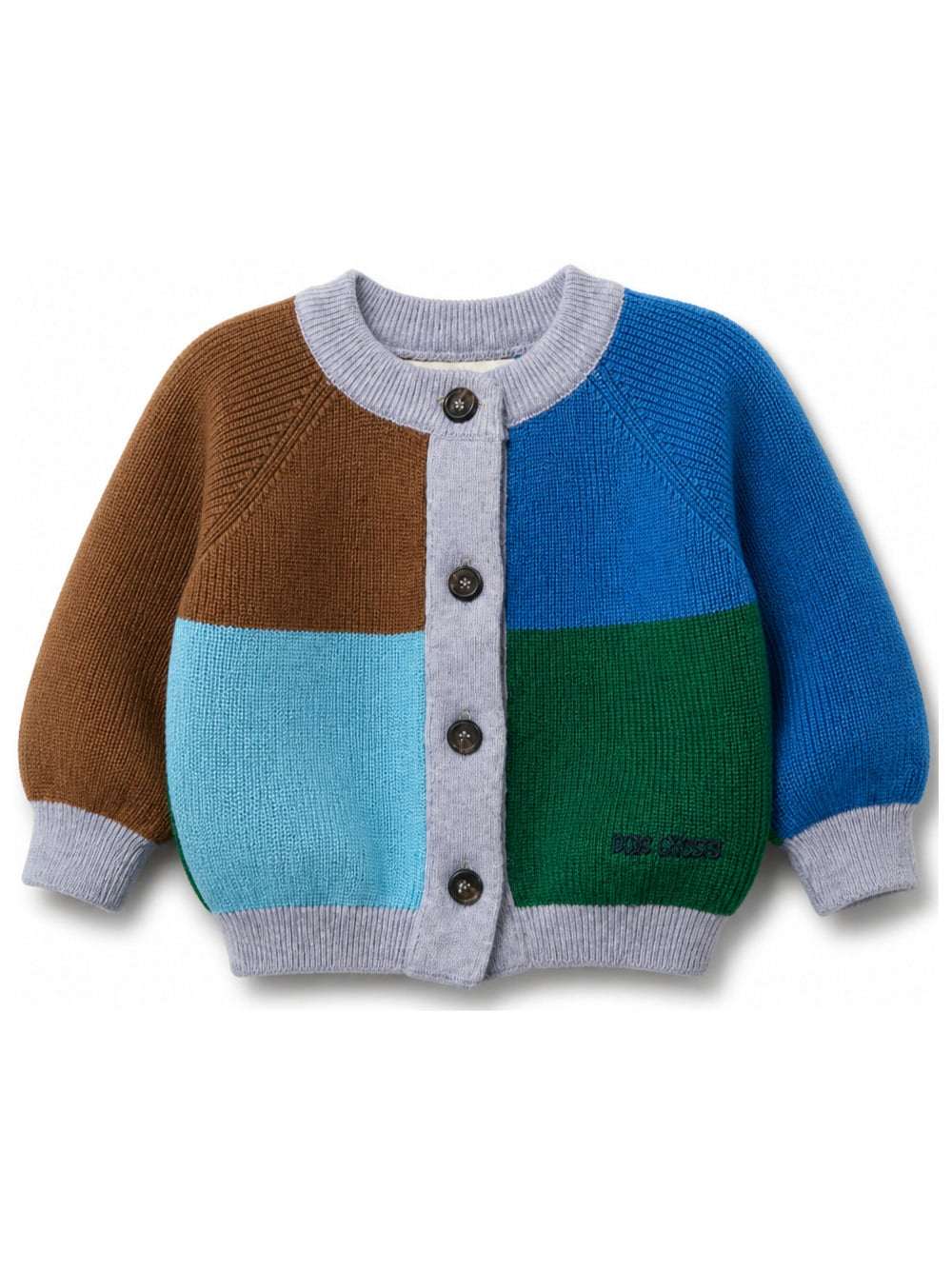 Cardigan per bambino Bobo Chose Kids multicolore maniche raglan a blocchi colorati B226AB026 991 BOBO CHOSES KIDS