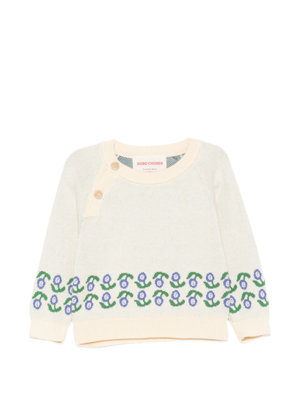 Maglione per neonato Bobo Choses Kids bianco con stampa floreale B226AB029 199 BOBO CHOSES KIDS