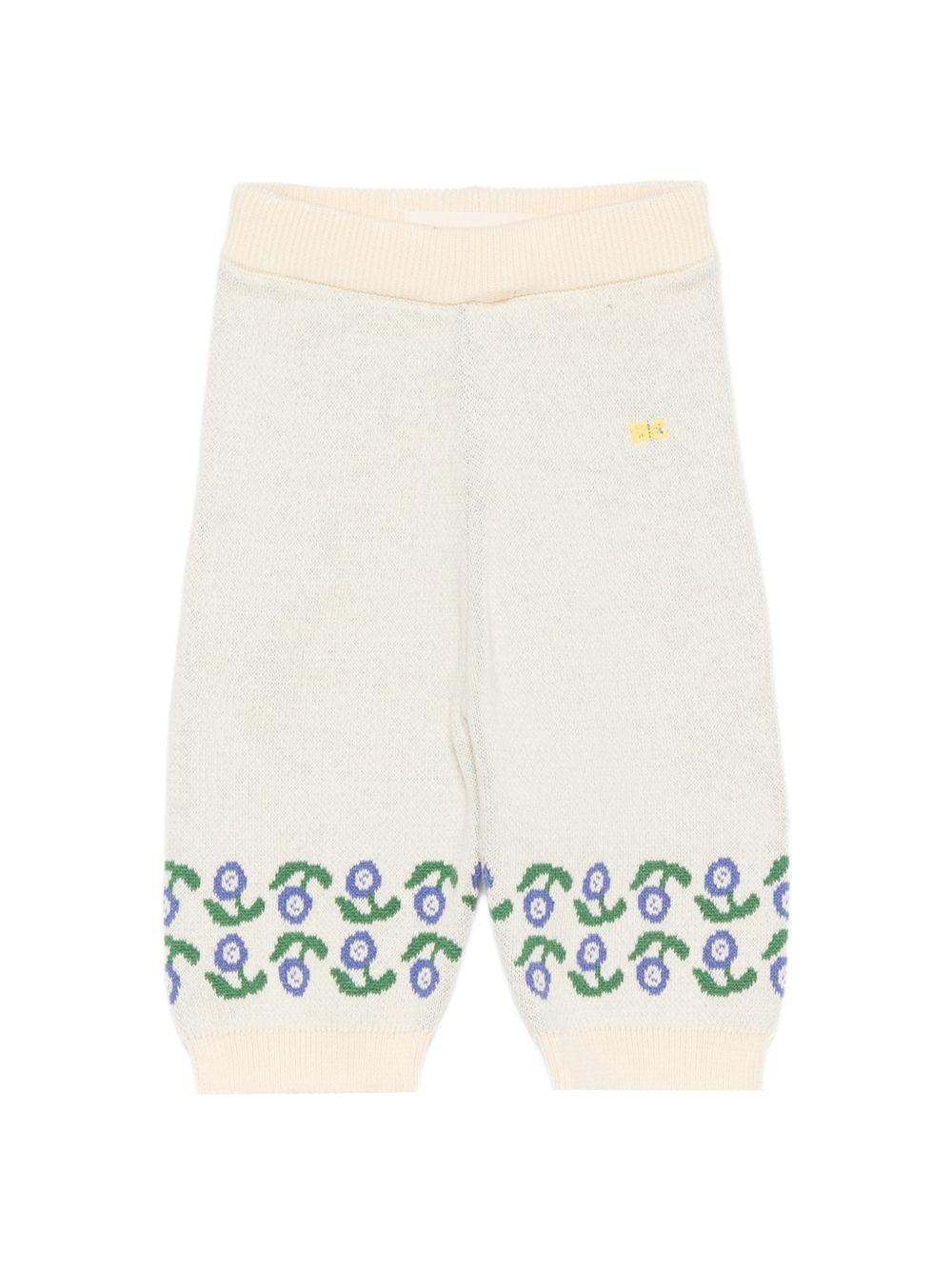 Pantaloni per neonato Bobo Choses Kids bianco con motivo floreale intarsiato B226AB030 199 BOBO CHOSES KIDS