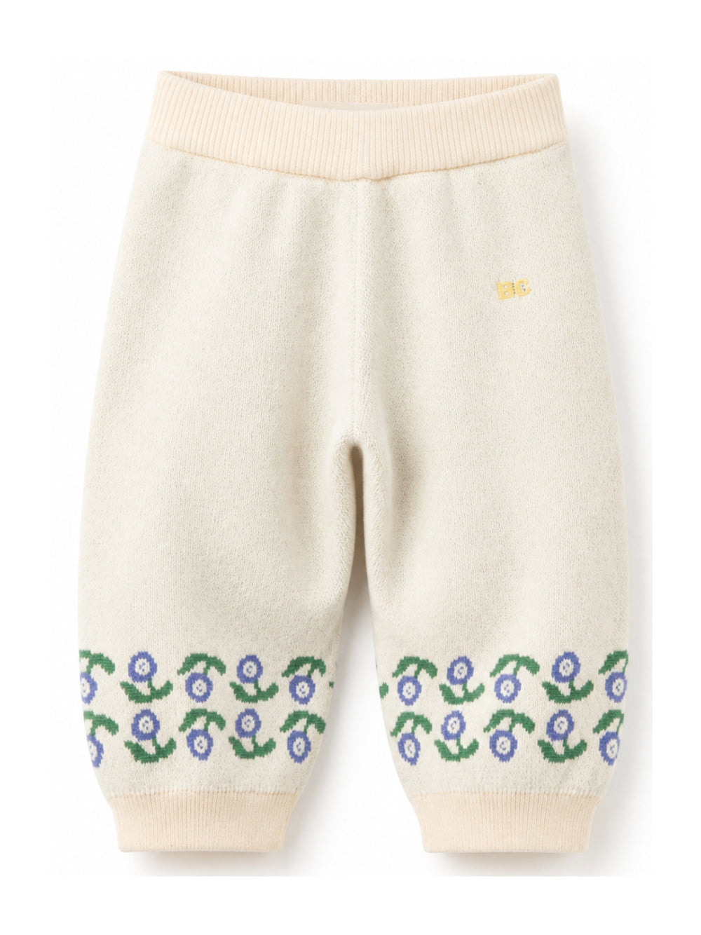 Pantaloni per neonato Bobo Choses Kids bianco con motivo floreale intarsiato B226AB030 199 BOBO CHOSES KIDS