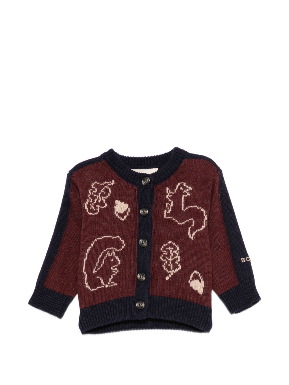 Cardigan per neonato Bobo Chose Kids multicolor bottoni lavorato a maglia intarsiata B226AB108 641 BOBO CHOSES KIDS