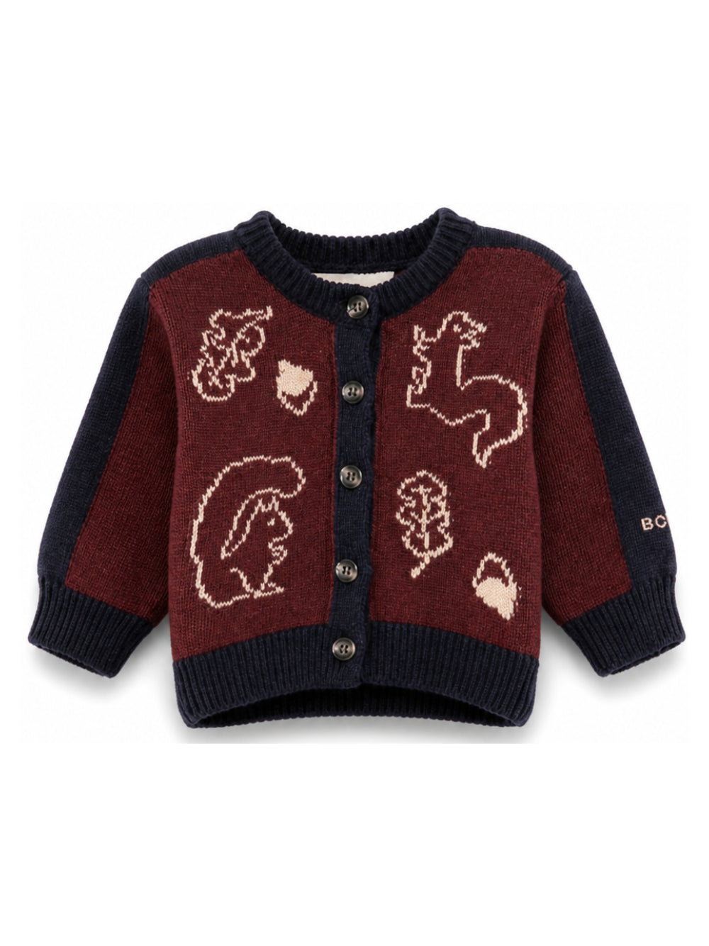 Cardigan per neonato Bobo Chose Kids multicolor bottoni lavorato a maglia intarsiata B226AB108 641 BOBO CHOSES KIDS