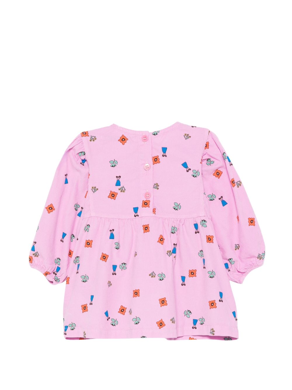 Abito per neonata Bobo Chose Kids rosa velluto a coste con stampa floreale<BR/><BR/> B226AB122 661 BOBO CHOSES KIDS