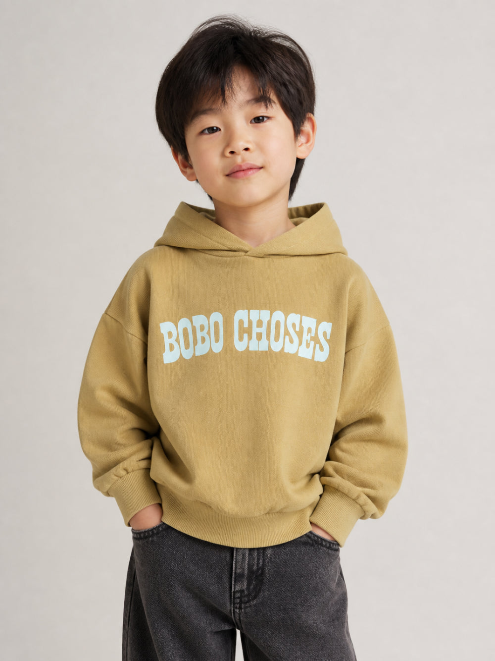 Felpa per bambino Bobo Choses Kids verde con stampa logo sul davanti B226AC048 370 BOBO CHOSES KIDS