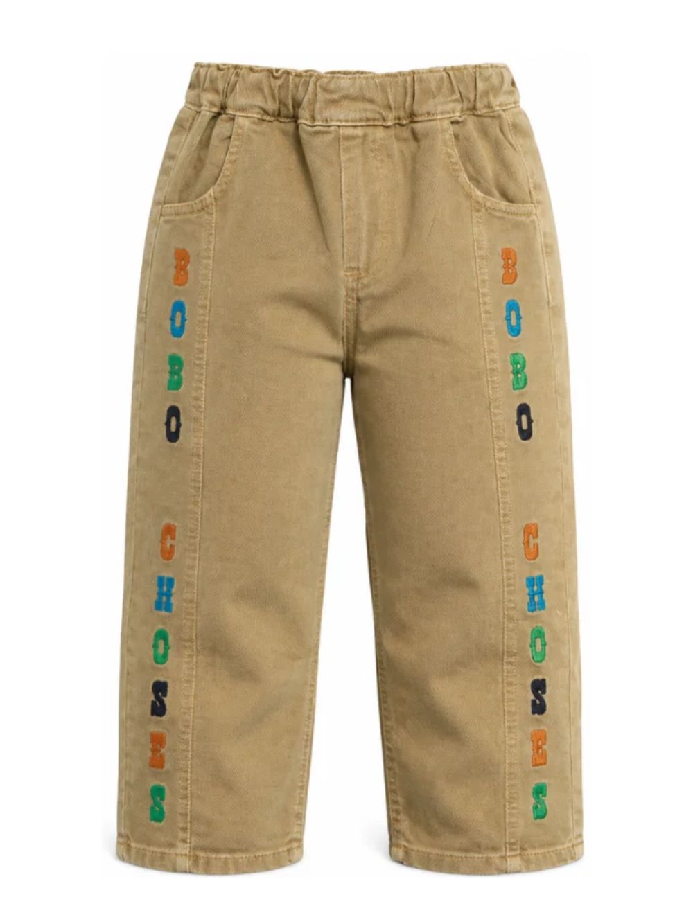 Pantaloni per bambino Bobo Choses Kids beige con stampa logo sul davanti B226AC072 370 BOBO CHOSES KIDS
