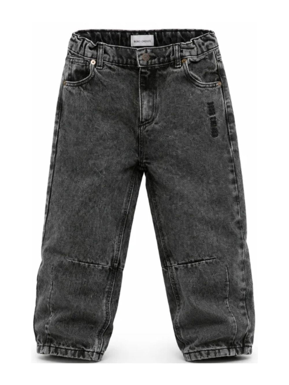 Jeans per bambino Bobo Choses grigio scuro con logo ricamato B226AC074 001 BOBO CHOSES KIDS