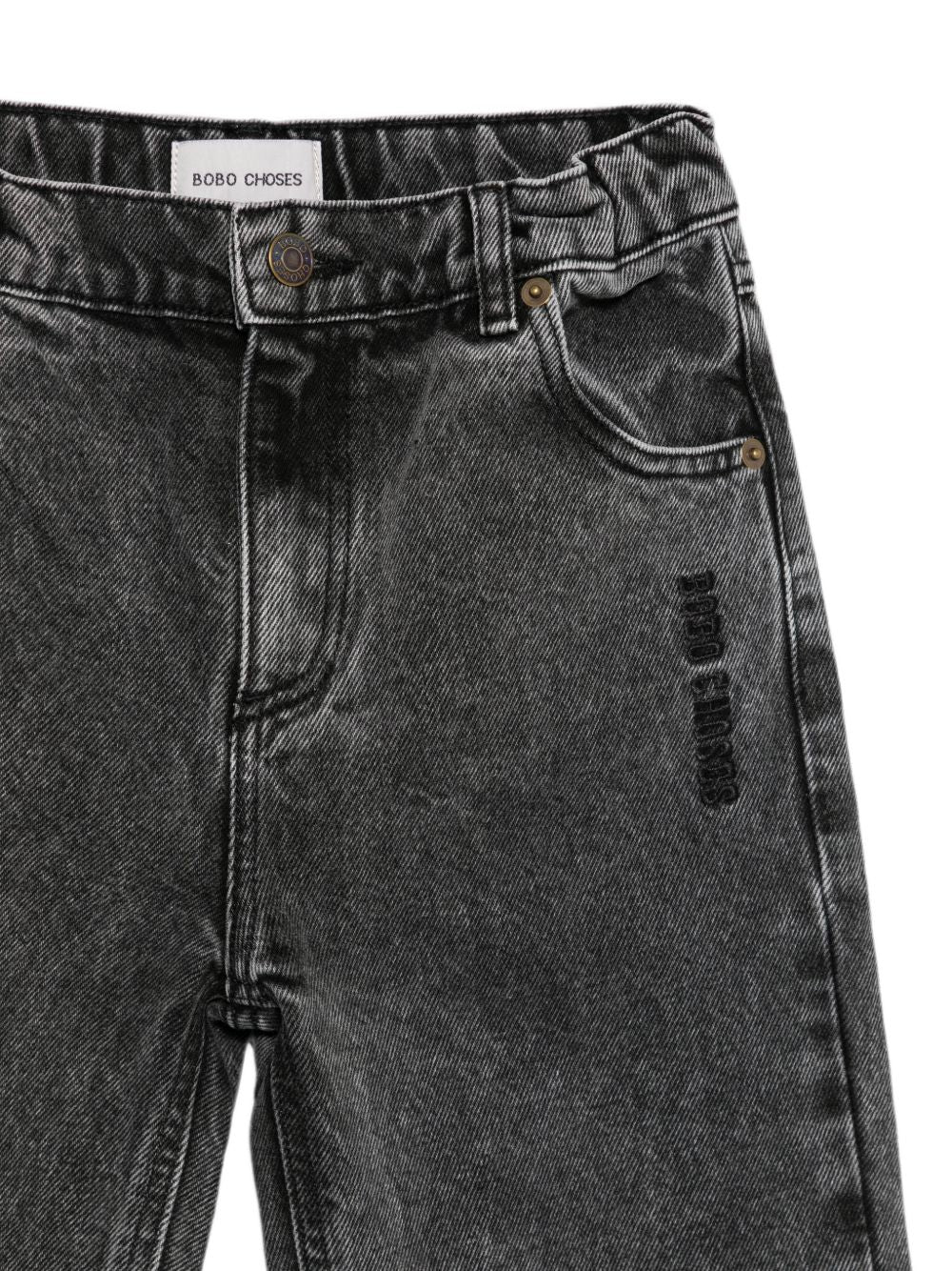 Jeans per bambino Bobo Choses grigio scuro con logo ricamato B226AC074 001 BOBO CHOSES KIDS