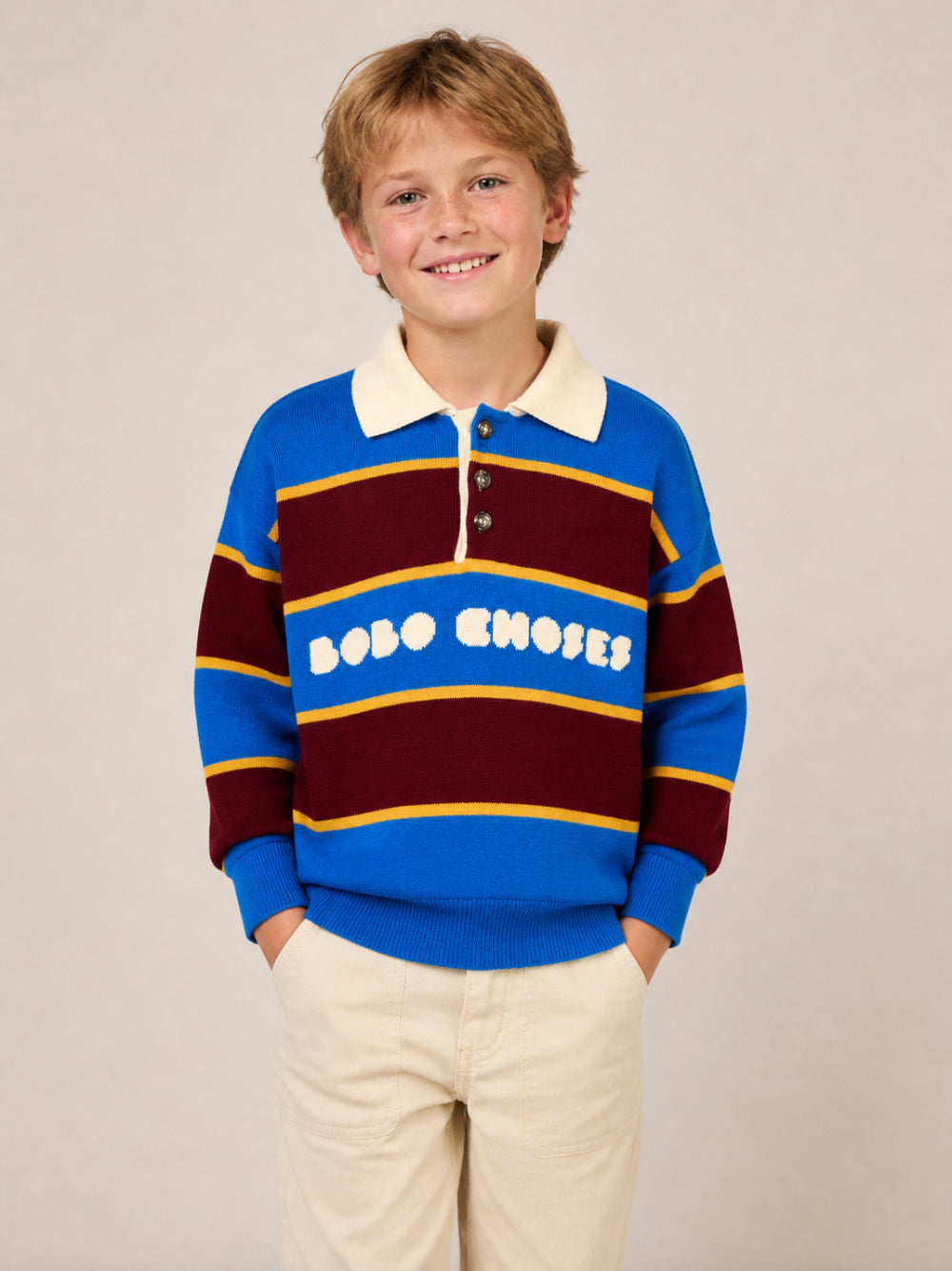 Felpa per bambino Bobo Choses Kids multicolore con design a righe orizzontali B226AC116 991 BOBO CHOSES KIDS
