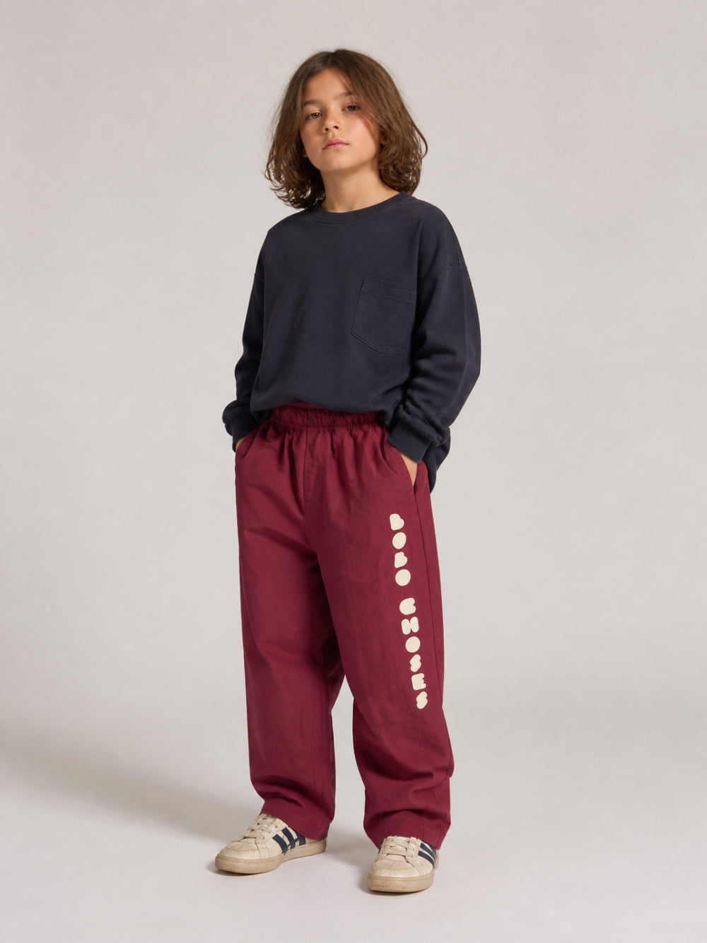 Pantaloni sportivi per bambino Bobo Choses borgogna con logo B226AC121 641 BOBO CHOSES KIDS