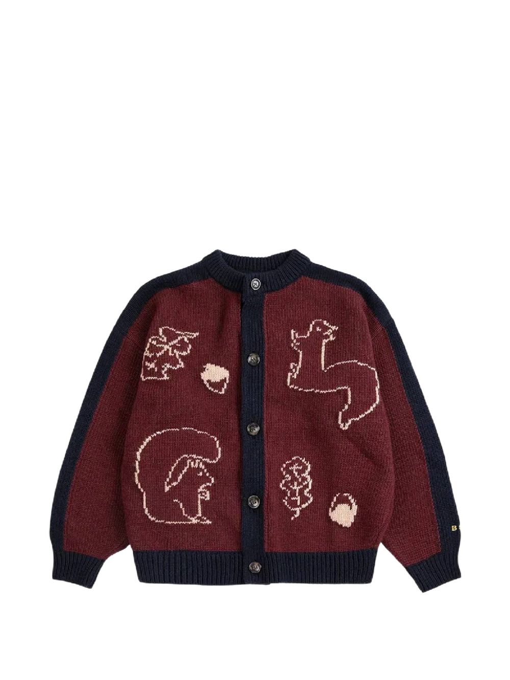 Cardigan per bambino Bobo Choses bordeaux e blu con ricami B226AC134 641 BOBO CHOSES KIDS