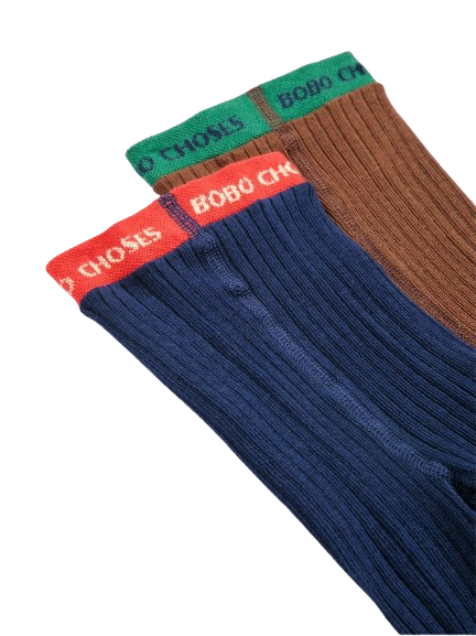 Set due paia di calzini per neonati Bobo Choses Kids multicolore con logo ricamato B226AH006 201 BOBO CHOSES KIDS