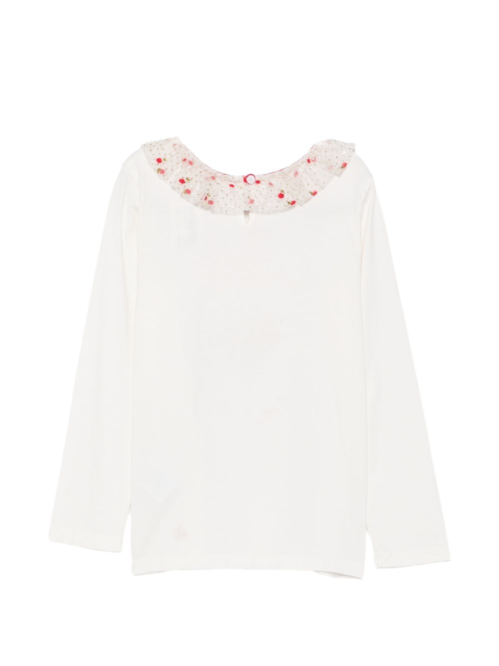 T-shirt per bambina Bonpoint Kids bianca con dettagli a volant e motivo pecorella N06GTSK00002 102 BONPOINT KIDS