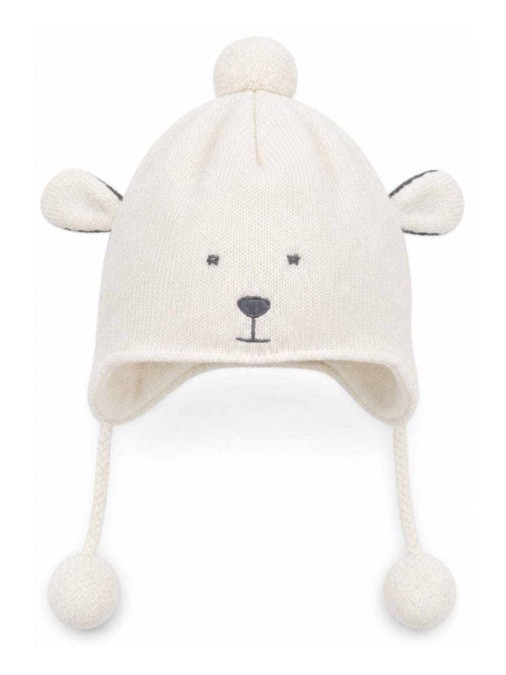 Cappello per neonato Bonpoint Kids bianco con ricamo a forma di viso animale N06ZACK00005 002 BONPOINT KIDS