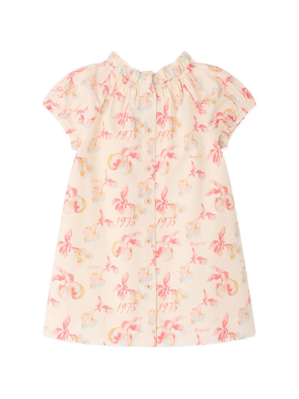 Abito per neonata Bonpoint beige con stampa ciliegie P06XDRW00001 603 BONPOINT KIDS