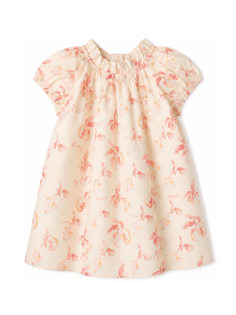 Abito per neonata Bonpoint beige con stampa ciliegie P06XDRW00001 603 BONPOINT KIDS