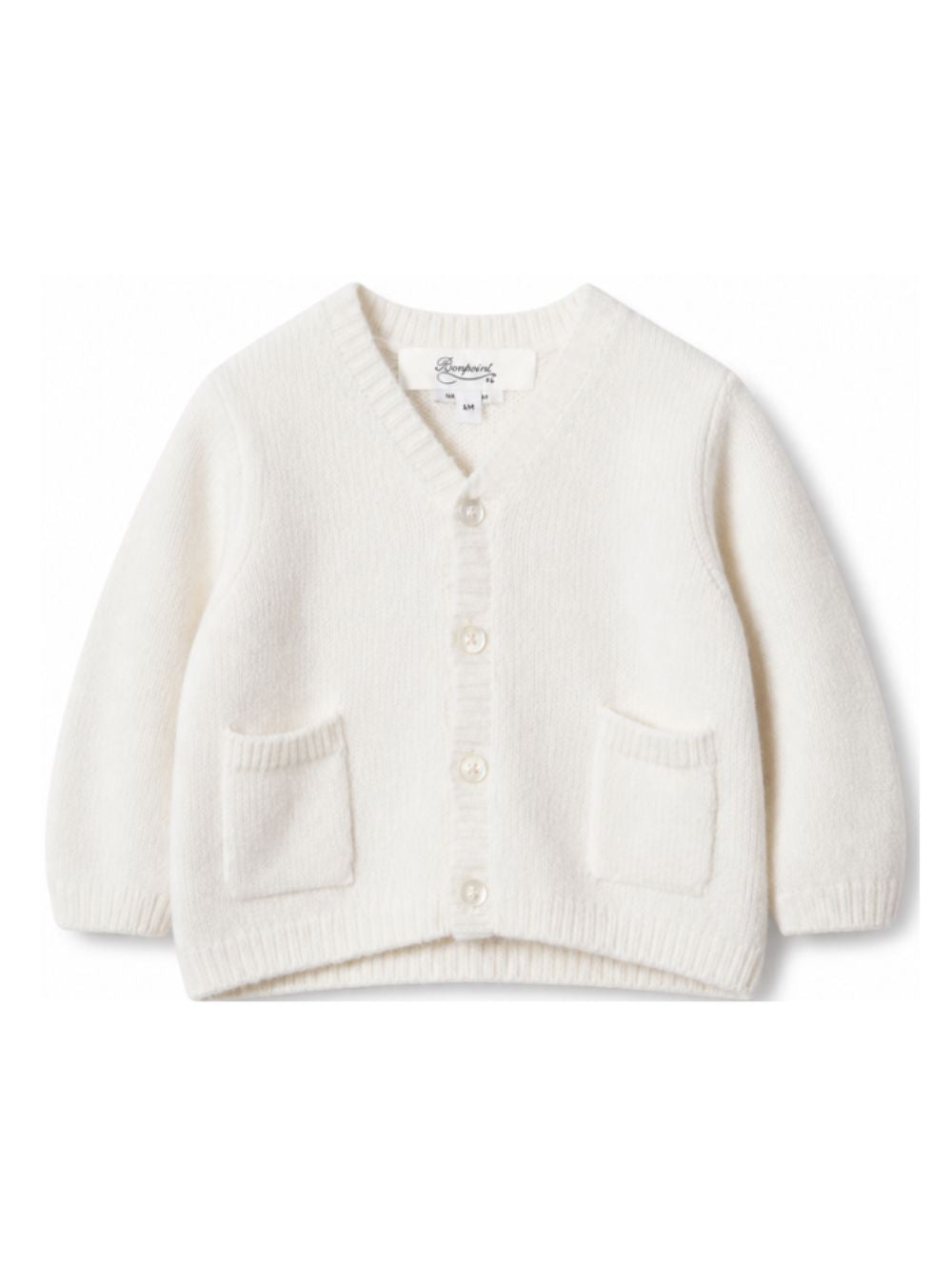Cardigan per neonata Bonpoint Kids bianco con scollo a V PEBDA2734CA 002 BONPOINT KIDS