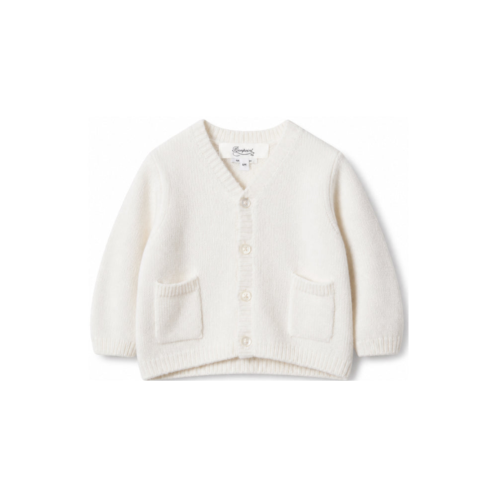 Cardigan per neonata Bonpoint Kids bianco con scollo a V PEBDA2734CA 002 BONPOINT KIDS