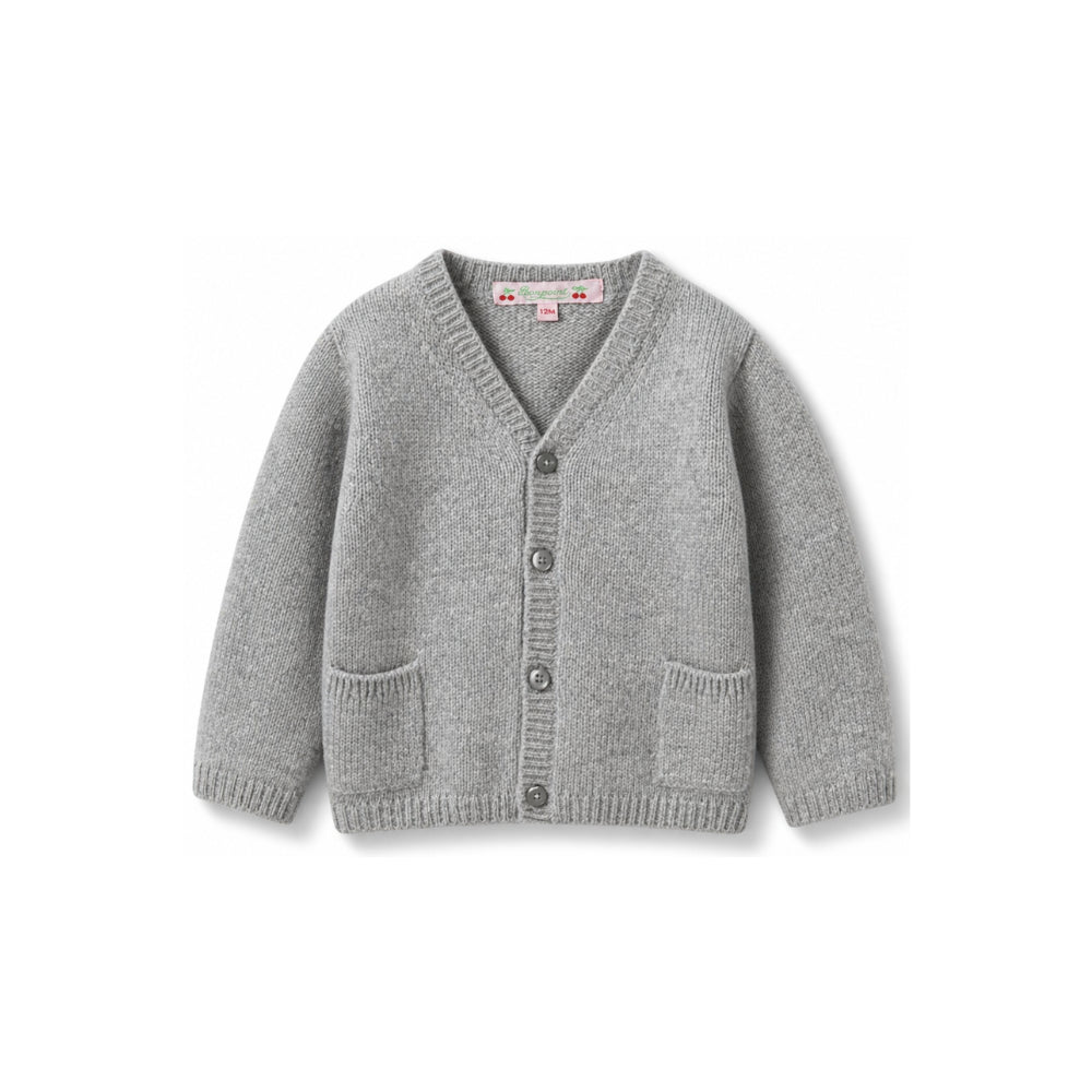 Cardigan per neonato Bonpoint grigio con scollo a V PEBDA2734CA 092 BONPOINT KIDS