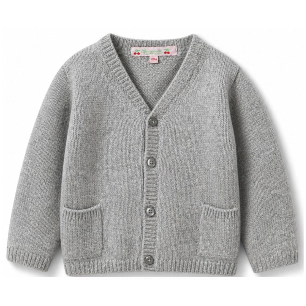 Cardigan per neonato Bonpoint grigio con scollo a V PEBDA2734CA 092 BONPOINT KIDS