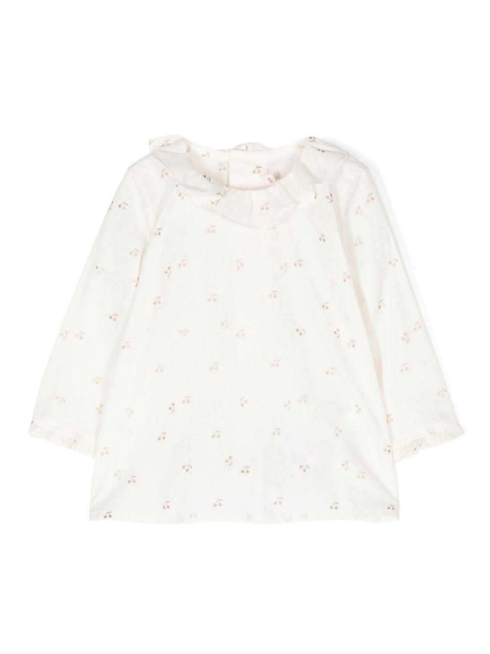 Blusa per neonata Bonpoint beige con stampa ciliegie all-over PEGANITI4 632 BONPOINT KIDS