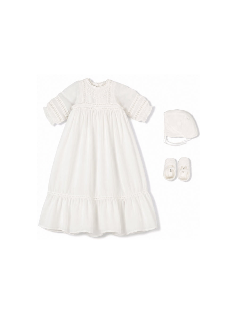 Abito battesimale per neonata Bonpoint bianco con cuffia e scarpine PEPARFUM 002 BONPOINT KIDS