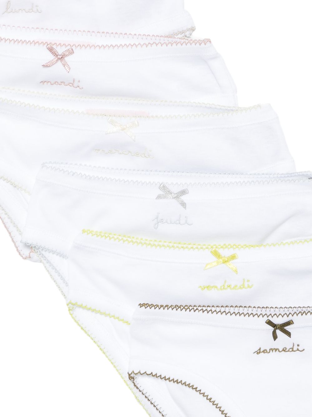Set di sette slip per bambina Bonpoint Kids bianco con giorni della settimana ricamati PERGUNK00005 000 BONPOINT KIDS