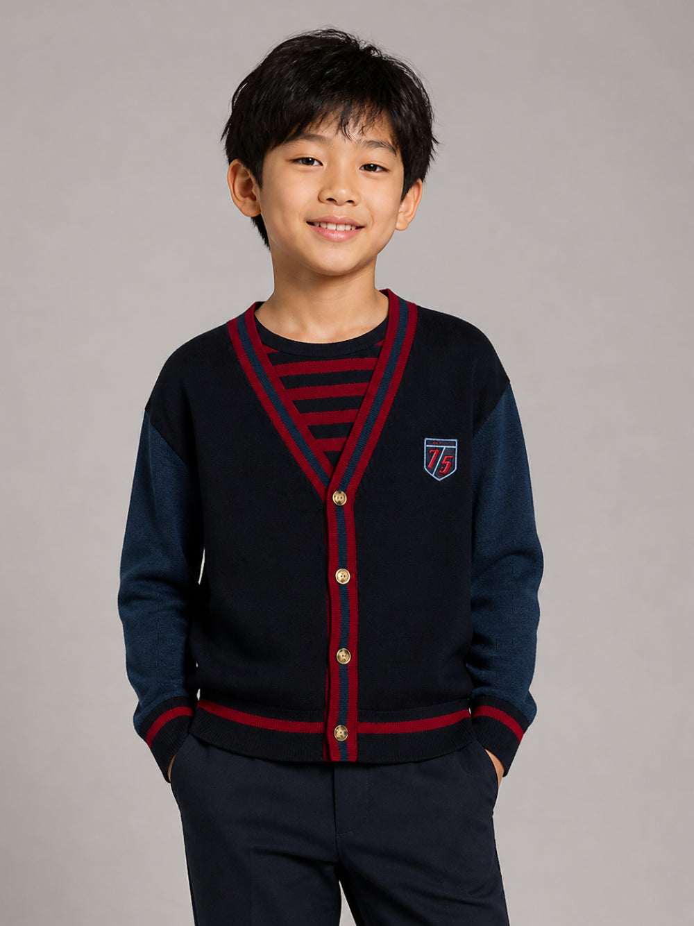 Maglione Jliuan per bambino Bonpoint Kids blu con scollo a V W06BCAK00003 270A BONPOINT KIDS