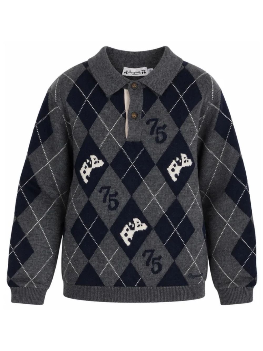 Maglione per bambino Bonpoint Kids grigio con design a rombi W06BJUK00005 996 BONPOINT KIDS