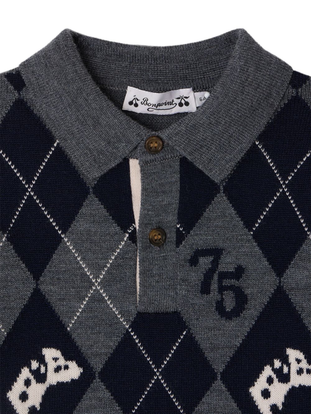 Maglione per bambino Bonpoint Kids grigio con design a rombi W06BJUK00005 996 BONPOINT KIDS