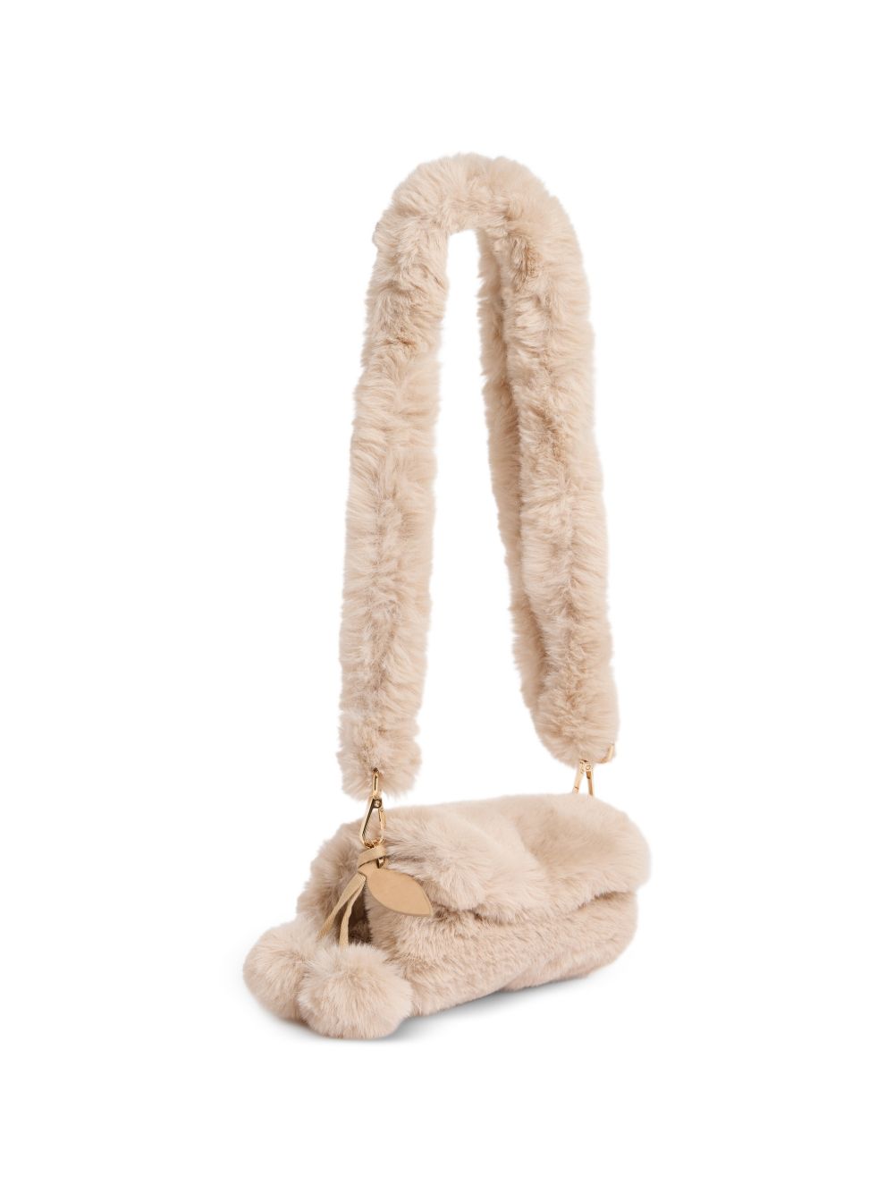 Borsa a spalla per bambina Bonpoint Kids beige con finitura in pelliccia sintetica W06GACW00011 003 BONPOINT KIDS