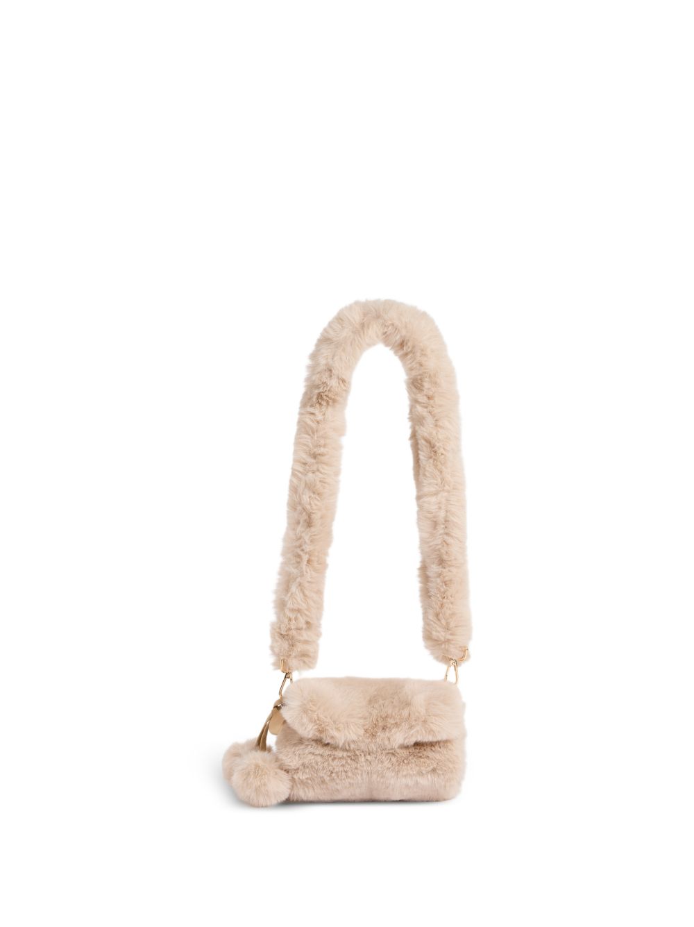 Borsa a spalla per bambina Bonpoint Kids beige con finitura in pelliccia sintetica W06GACW00011 003 BONPOINT KIDS