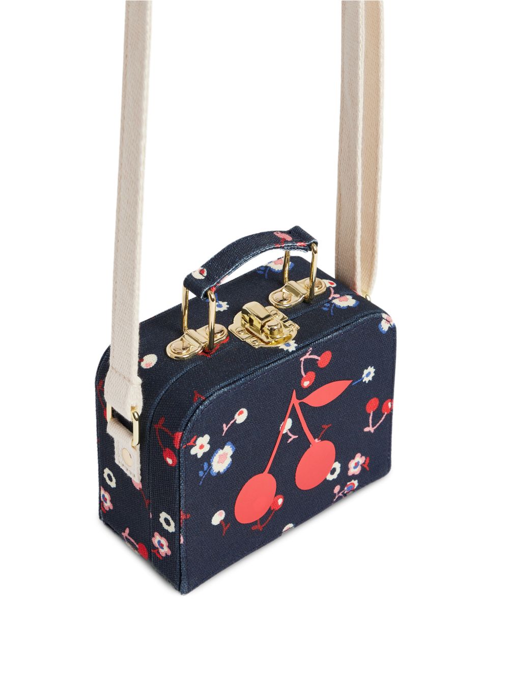 Borsa a spalla per bambina Bonpoint Kids blu con motivo a ciliegie W06GBAW00003 580 BONPOINT KIDS