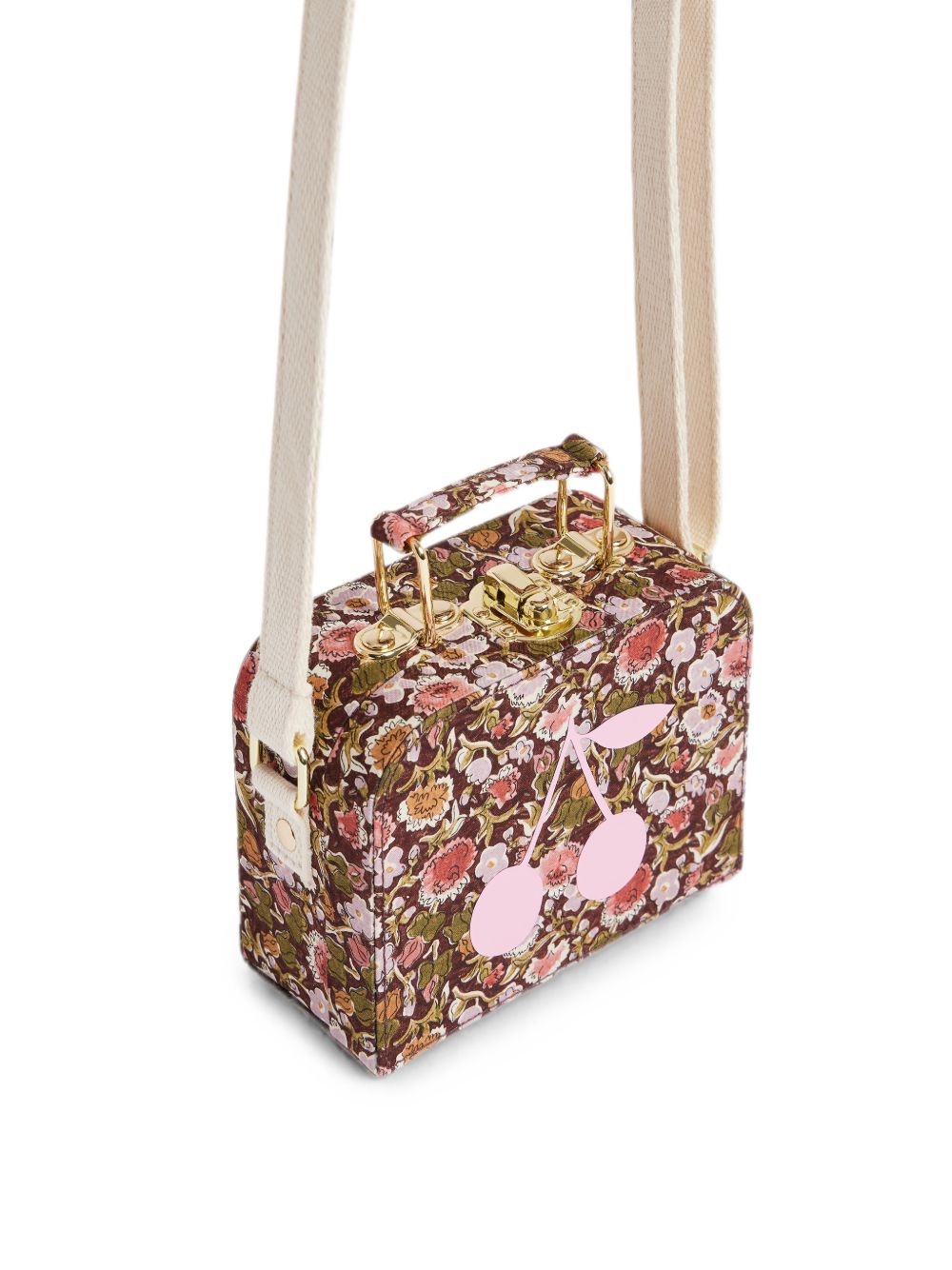Borsa a spalla per bambina Bonpoint Kids marrone con motivo a ciliegie W06GBAW00006 558A BONPOINT KIDS