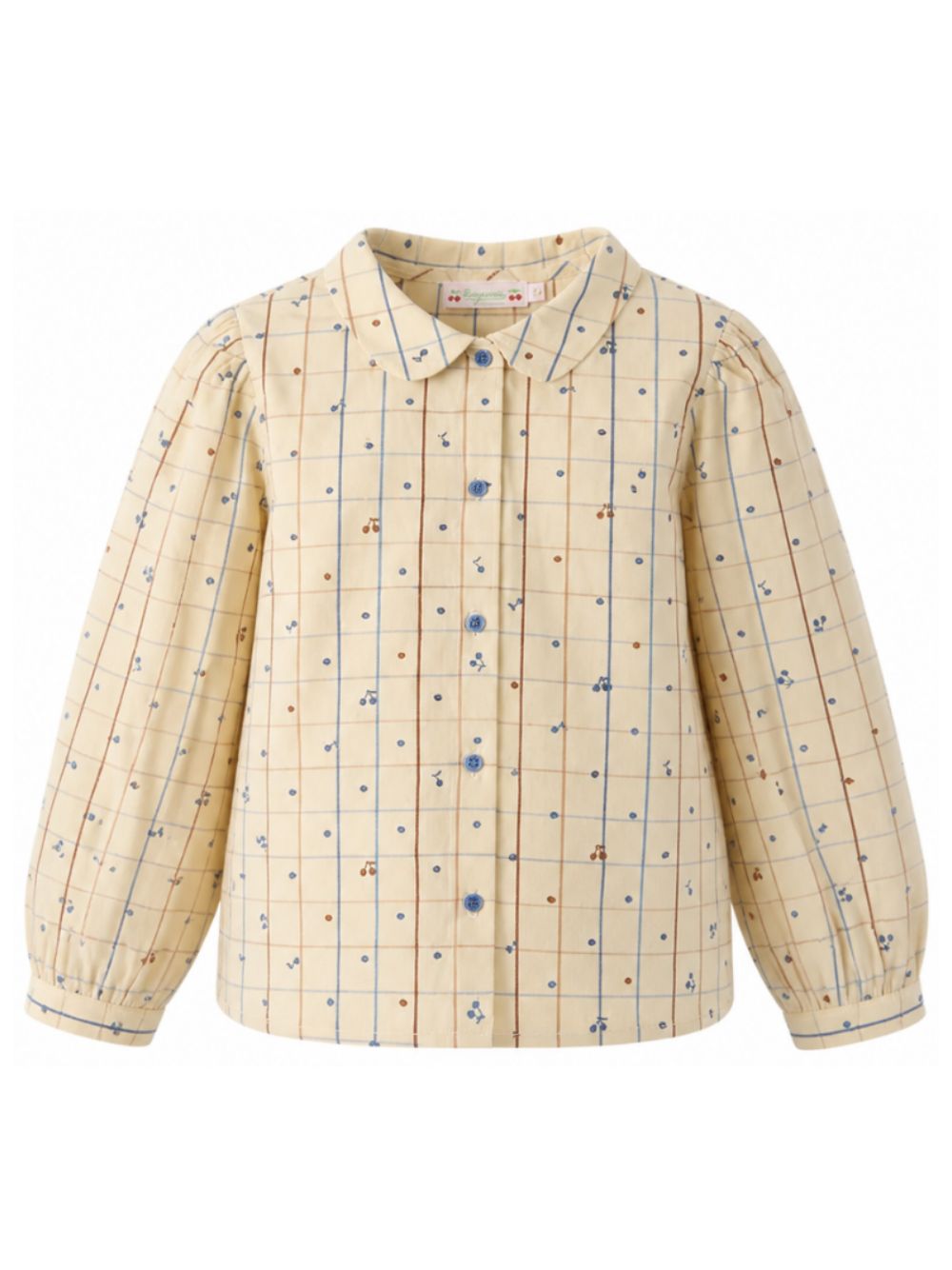 Camicia per bambina Bonpoint Kids beige con stampa Cherry all-over W06GBLW00012 360A BONPOINT KIDS