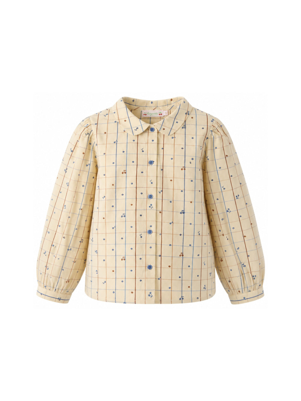 Camicia per bambina Bonpoint Kids beige con stampa Cherry all-over W06GBLW00012 360A BONPOINT KIDS