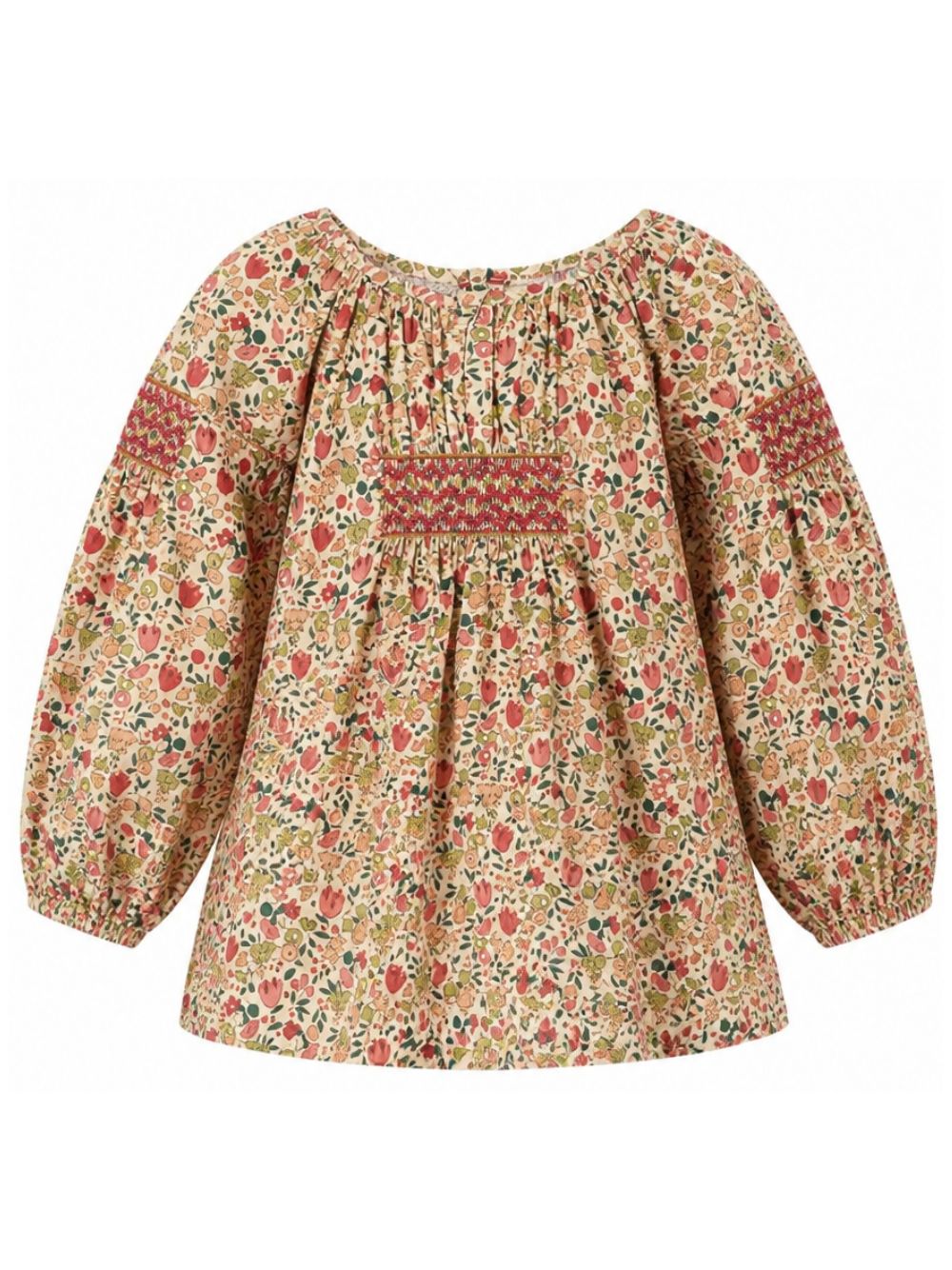 Blusa per bambina Bonpoint Kids beige con stampa a fiori all-over W06GBLW00014 524A BONPOINT KIDS