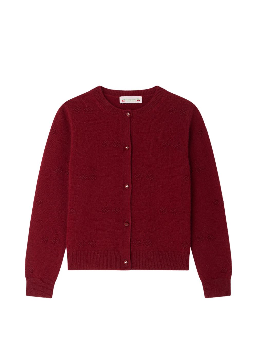 Cardigan per bambina Bonpoint Kids rosso con lavorazione a pointelle W06GCAK00002 052 BONPOINT KIDS