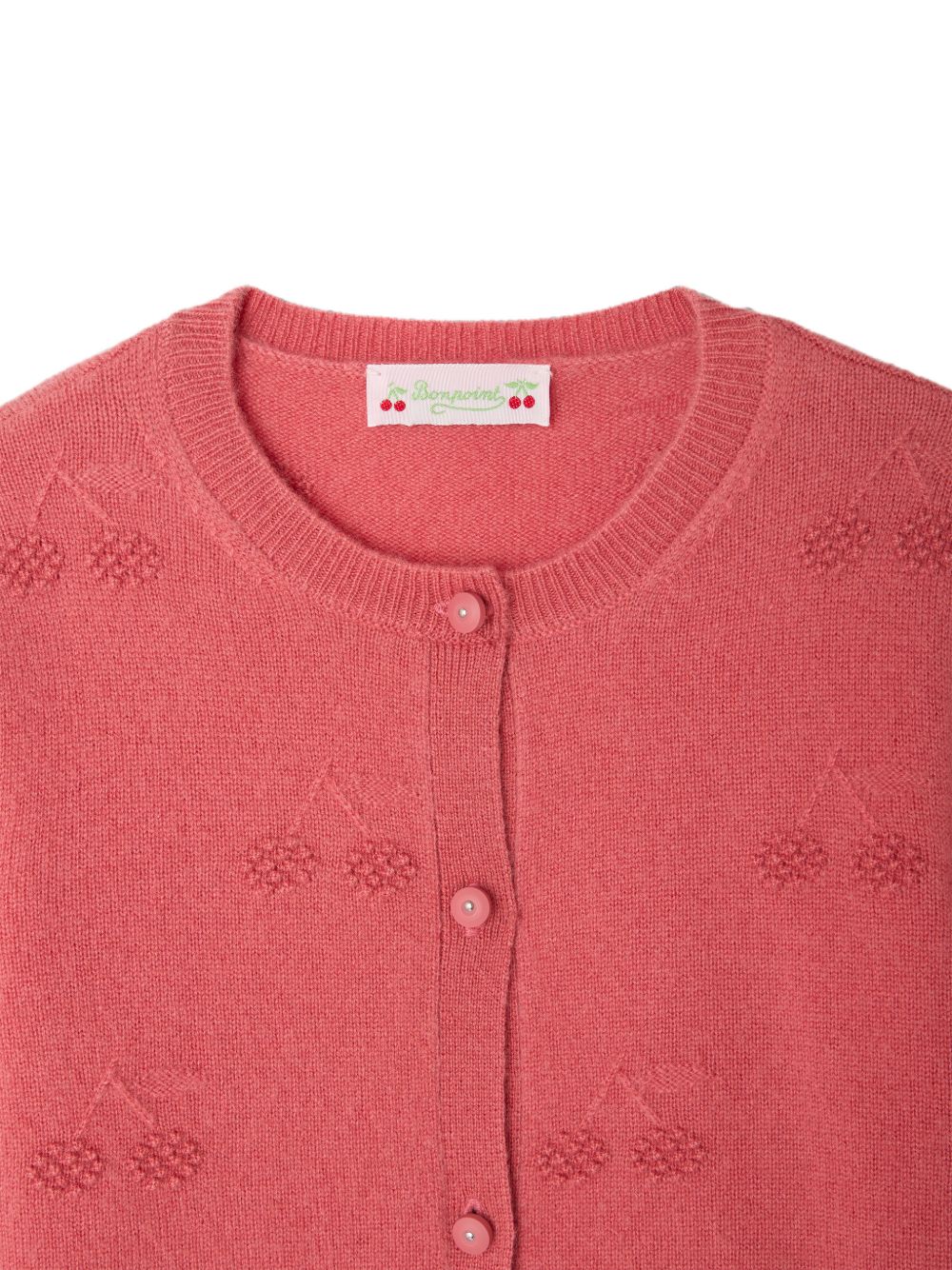 Maglione per bambina Bonpoint Kids rosa con ricamo ciliegie W06GCAK00004 028C BONPOINT KIDS