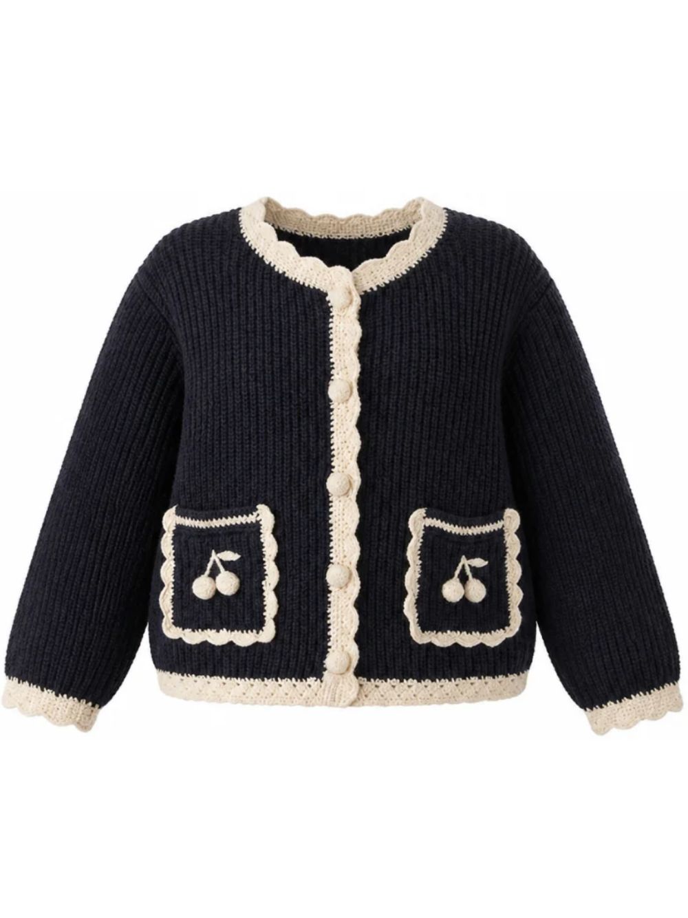 Cardigan per bambina Bonpoint Kids blu con lavorazione in maglia a coste W06GCAK00024 070 BONPOINT KIDS