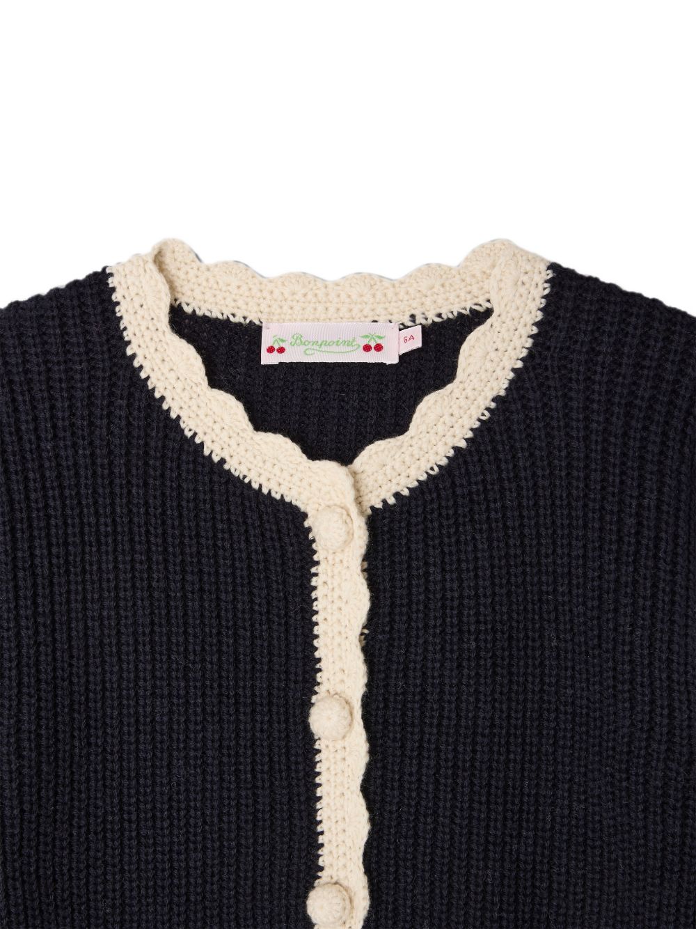 Cardigan per bambina Bonpoint Kids blu con lavorazione in maglia a coste W06GCAK00024 070 BONPOINT KIDS