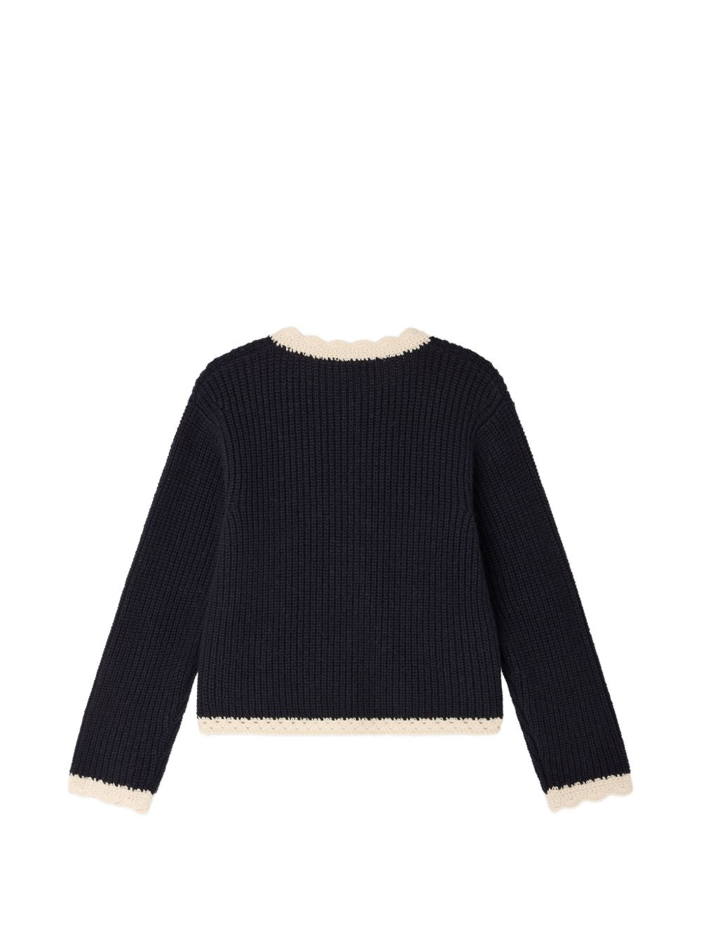 Cardigan per bambina Bonpoint Kids blu con lavorazione in maglia a coste W06GCAK00024 070 BONPOINT KIDS