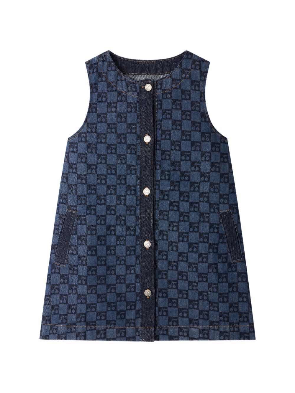 Abito per bambina Bonpoint Kids blu con motivo a quadri con ciliegie W06GDRW00011 617 BONPOINT KIDS